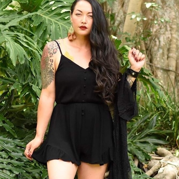 The House Of Gentry Pants - Black Cotton Romper